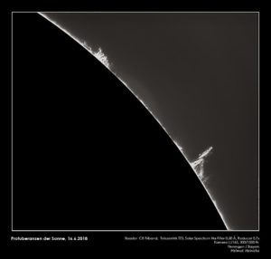 Protuberanzen der Sonne, Helmut Heinicke mit Baader C8 Triband